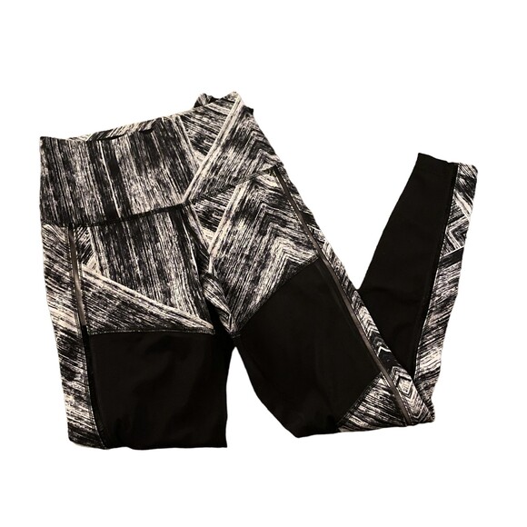 lululemon Mesh Paneled High Rise Patterned Leggings Black 4 - Picture 1 of 7